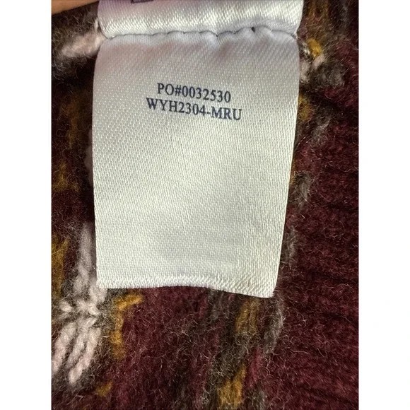 FAHERTY Highland Fair Isle Puff Sleeve Sweater Womens S Gray Merino Wool Blend - Picture 8 of 13